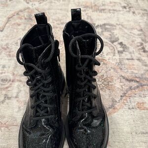 Wonder Nation Shiny Black Lace-Up Boots